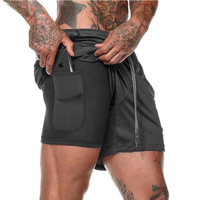 Running Shorts Men 2 In 1 Double-deck Quick Dry GYM Sport Shorts Fitness Jogging Workout Shorts Men Sports Short Pants